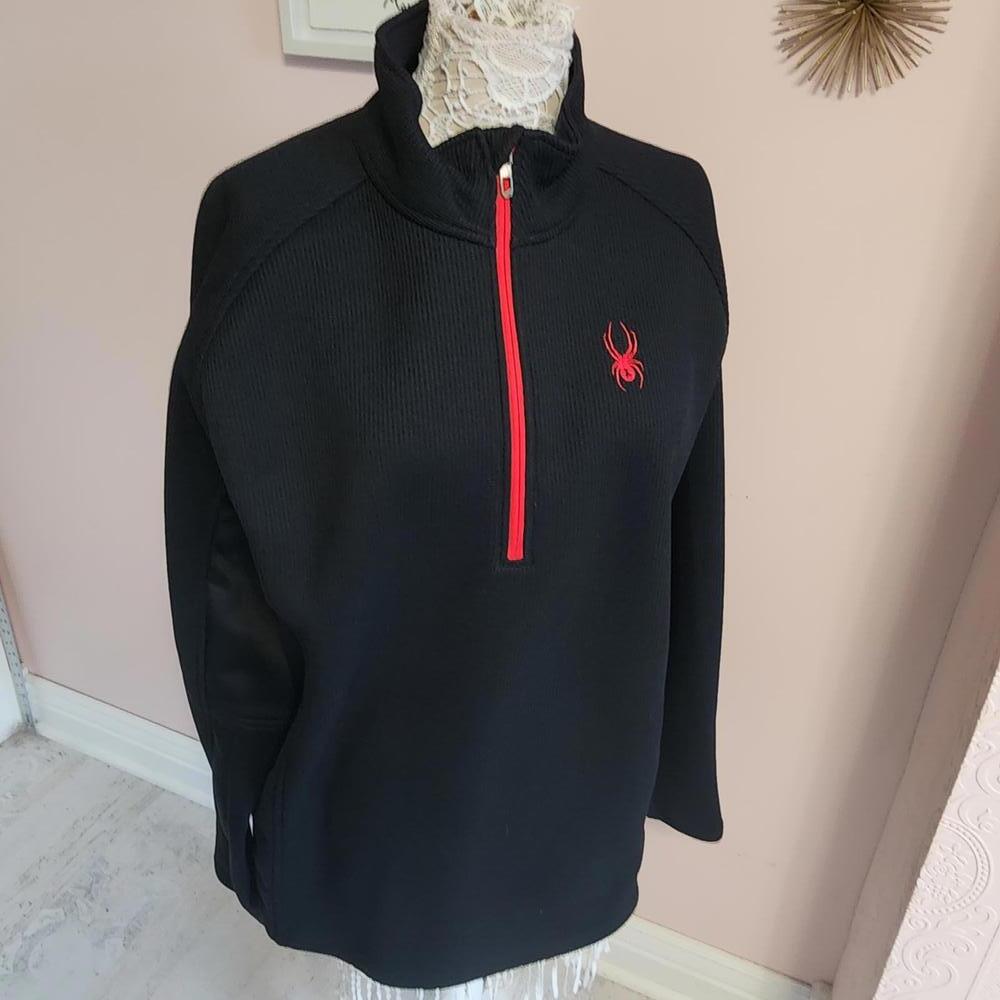 LKNW Spyder Black Red texture tri zip sweatshirt mens XXL
